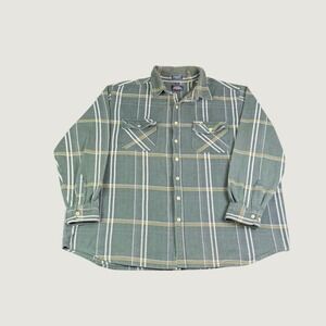 Dickies Mens 3XL Forest Green Plaid Flannel Button Down Shirt Cotton Workwear